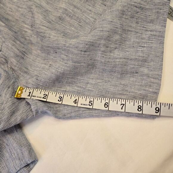 J.McLaughlin Flat Front Linen Shorts Men's Size 33 9in Blue White Stripe Preppy - Picture 8 of 8